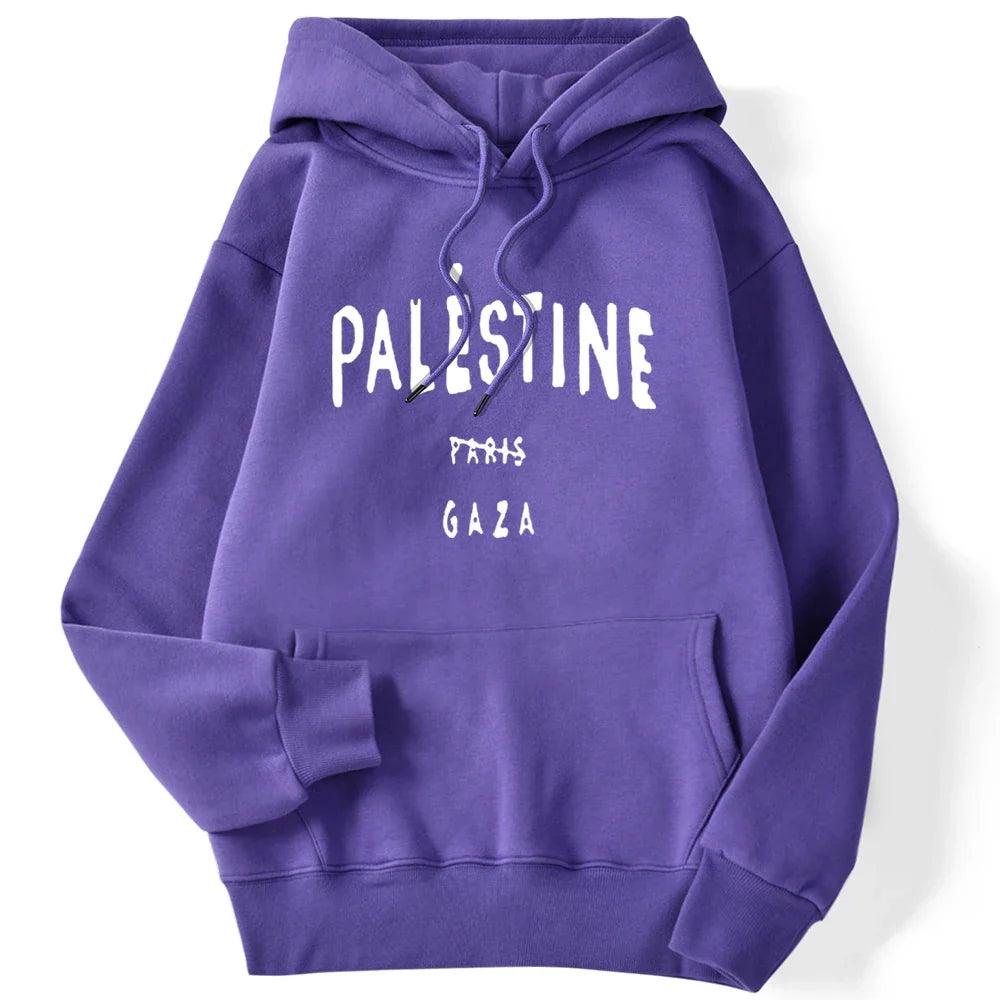 AAP- Winter Woman Hoodies Palestine Gaza Letter Printed Pullovers Breathable Loose Warm Pocket Sweatshirts Casual Ladies - Smartify4u