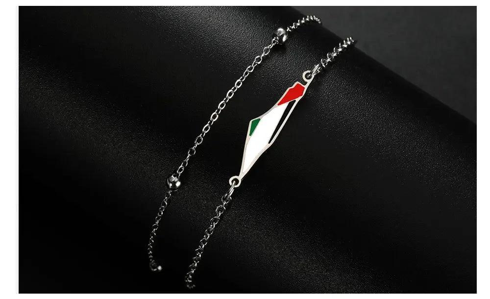 AAP- Cazador Palestine Map Double Layers Beads Chain for Women Stainless Steel Jewelry Charm Bracelet 2024 - Smartify4u