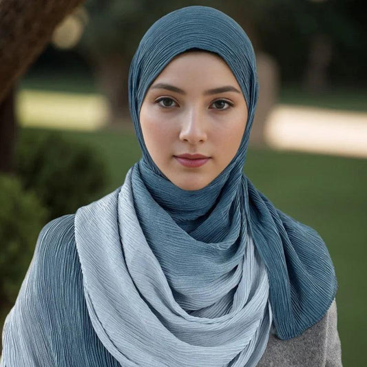 AAI- 2024 Fashion Gradient Color Women Hijab Scarf Stretchy Wrap Soft Sun Protection Islamic - Smartify4u