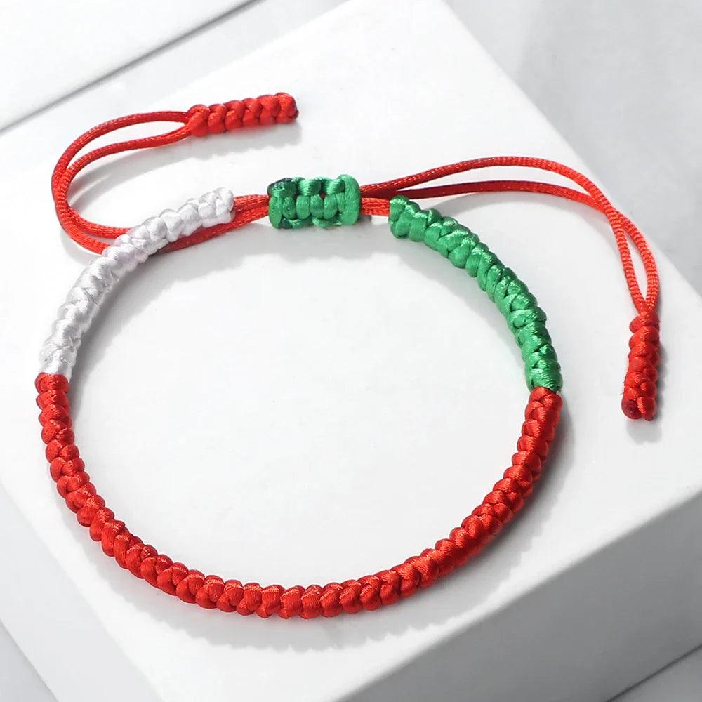 AAP- Palestine Flag Bracelet Green Black Blue Rope Braid Bangles Middle East Country Flags Color - Smartify4u