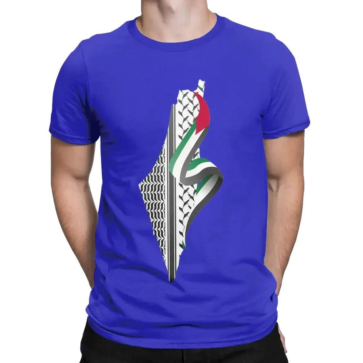 AAP- Keffiyeh Printed Palestine Map T-Shirt Crew-neck Short Sleeve Cotton Oversized Casual Street Men Women - Smartify4u