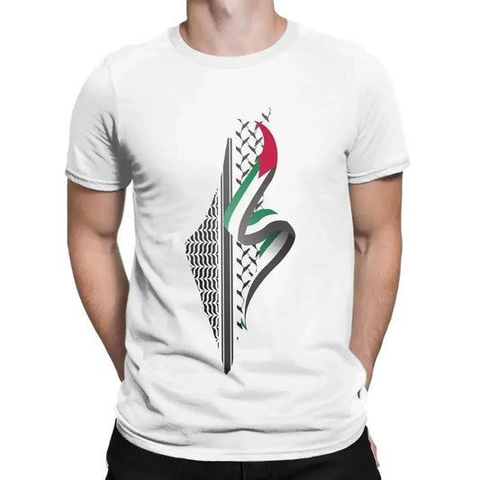 AAP- Keffiyeh Printed Palestine Map T-Shirt Crew-neck Short Sleeve Cotton Oversized Casual Street Men Women - Smartify4u