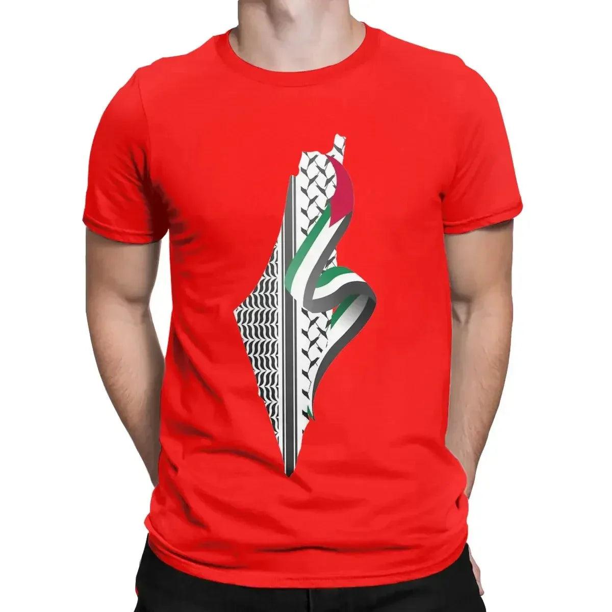 AAP- Keffiyeh Printed Palestine Map T-Shirt Crew-neck Short Sleeve Cotton Oversized Casual Street Men Women - Smartify4u