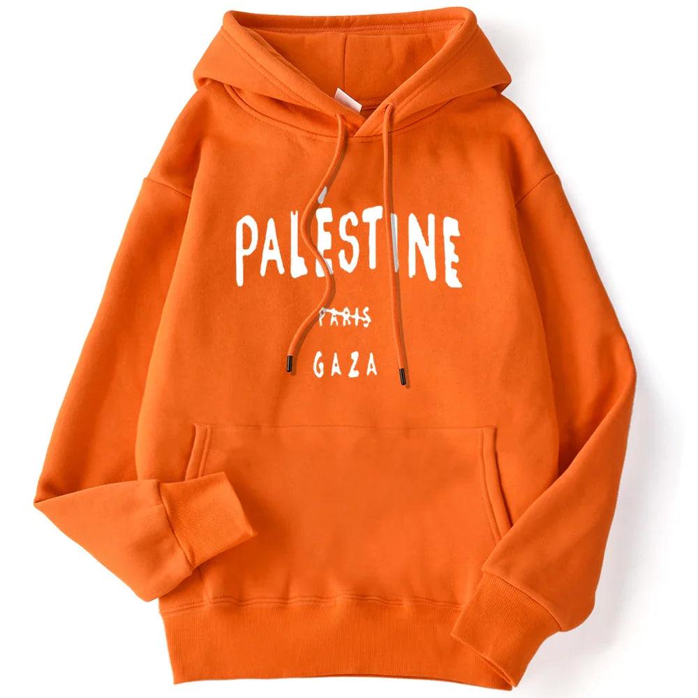 AAP- Winter Woman Hoodies Palestine Gaza Letter Printed Pullovers Breathable Loose Warm Pocket Sweatshirts Casual Ladies - Smartify4u