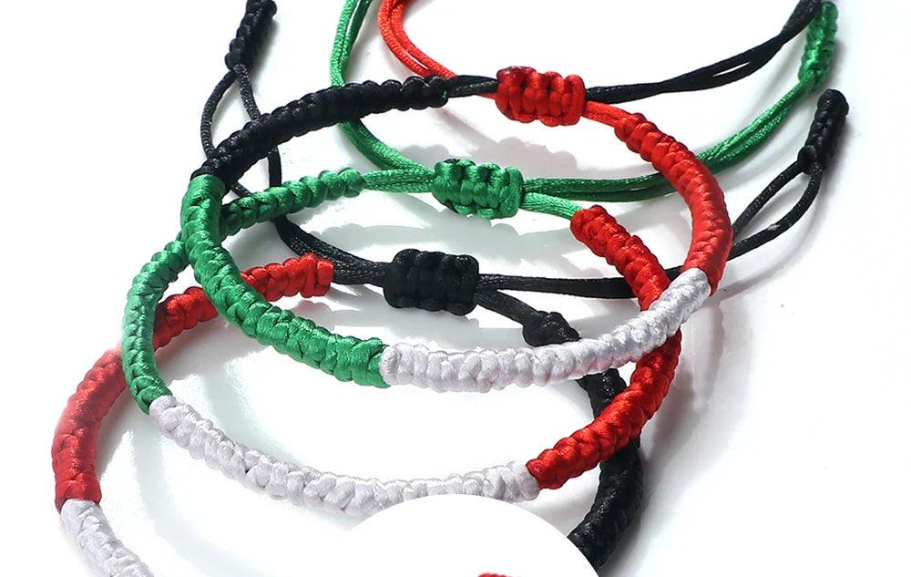 AAP- Palestine Flag Bracelet Green Black Blue Rope Braid Bangles Middle East Country Flags Color - Smartify4u