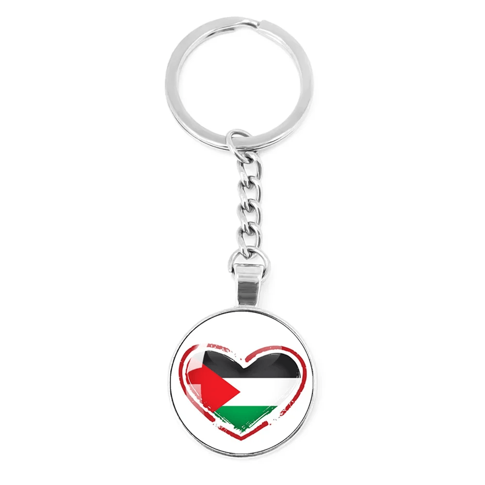 AAP- Personalized Art Patterns Palestine Nation Flag Emblem 25mm Glass Cabochon Keychain Key Rings for Women Men - Smartify4u