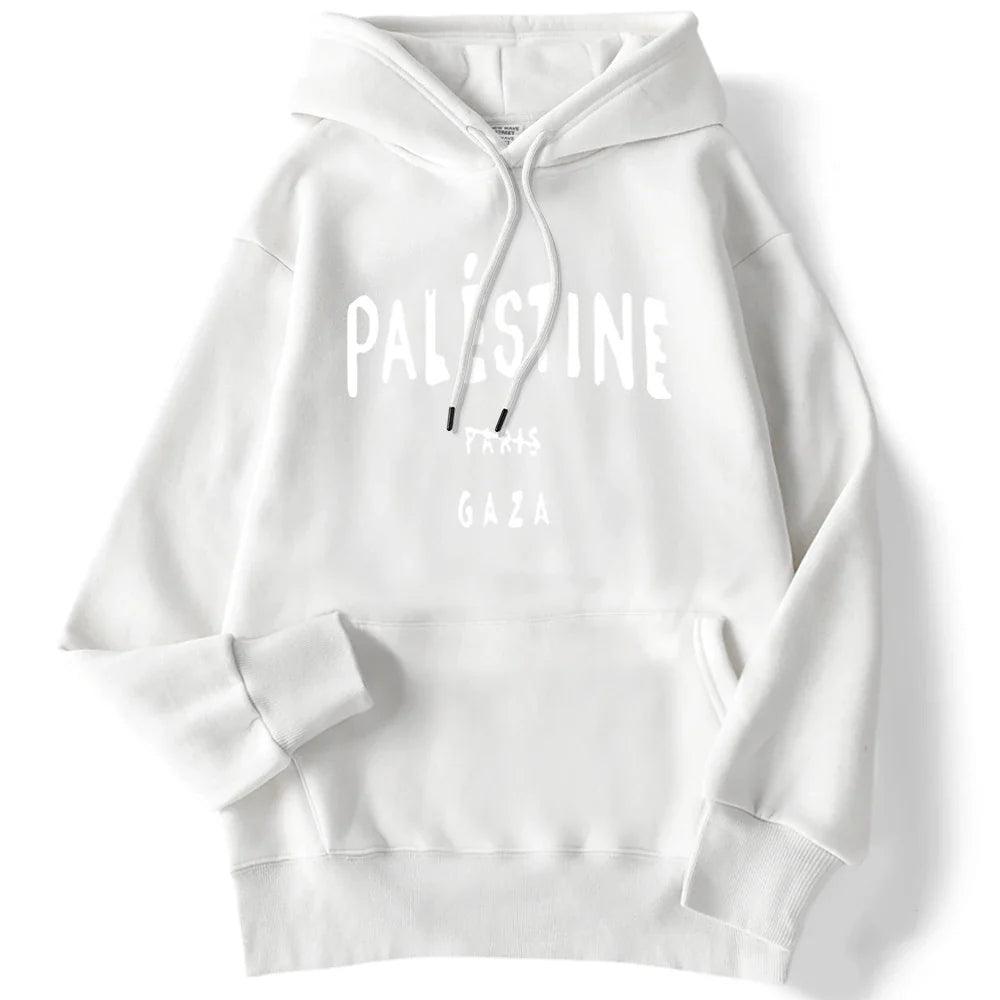 AAP- Winter Woman Hoodies Palestine Gaza Letter Printed Pullovers Breathable Loose Warm Pocket Sweatshirts Casual Ladies - Smartify4u