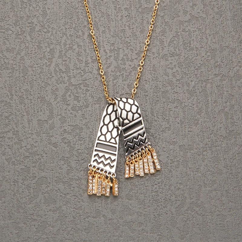 AAP- 1Pc Stainless Steel Scarf Shape Pendant Palestine Scarf Gaza Rhinestone Tassel Necklace Gift - Smartify4u