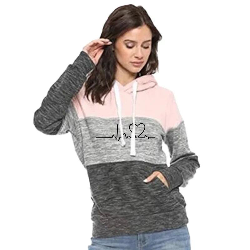 AAW- New Women's Long Sleeved Pants Set Wool Pullover Sweatshirt Tri Color Panel Hoodie Top Sweatpants Set Plus Size S-4XL - Smartify4u