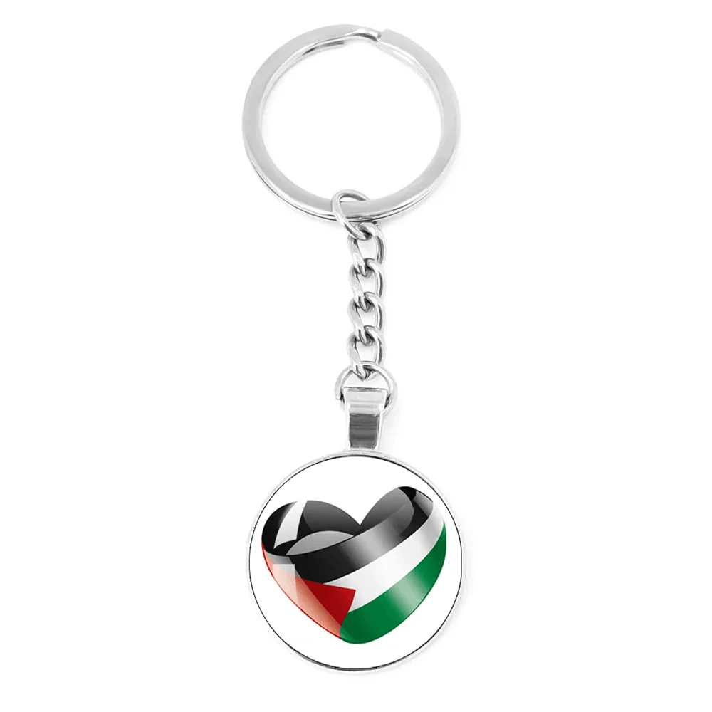 AAP- Personalized Art Patterns Palestine Nation Flag Emblem 25mm Glass Cabochon Keychain Key Rings for Women Men - Smartify4u