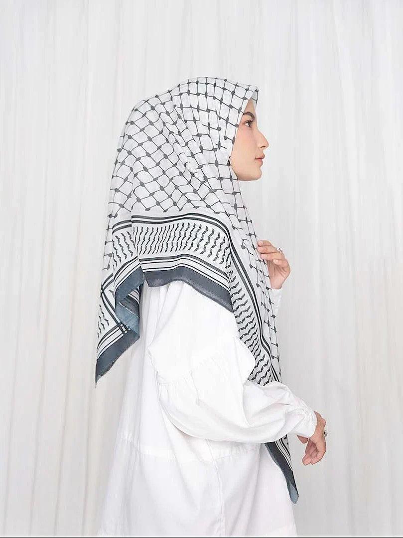 AAP-115cm Chiffon Keffiyeh Kerchief Square Headscarf Islam Arab Palestine Head Neck Scarves Headwrap - Smartify4u