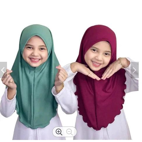 AAI- big girls plain hijab hats Muslim scarf Headscarf hat headwrap beautiful 10 years girl scarf - Smartify4u