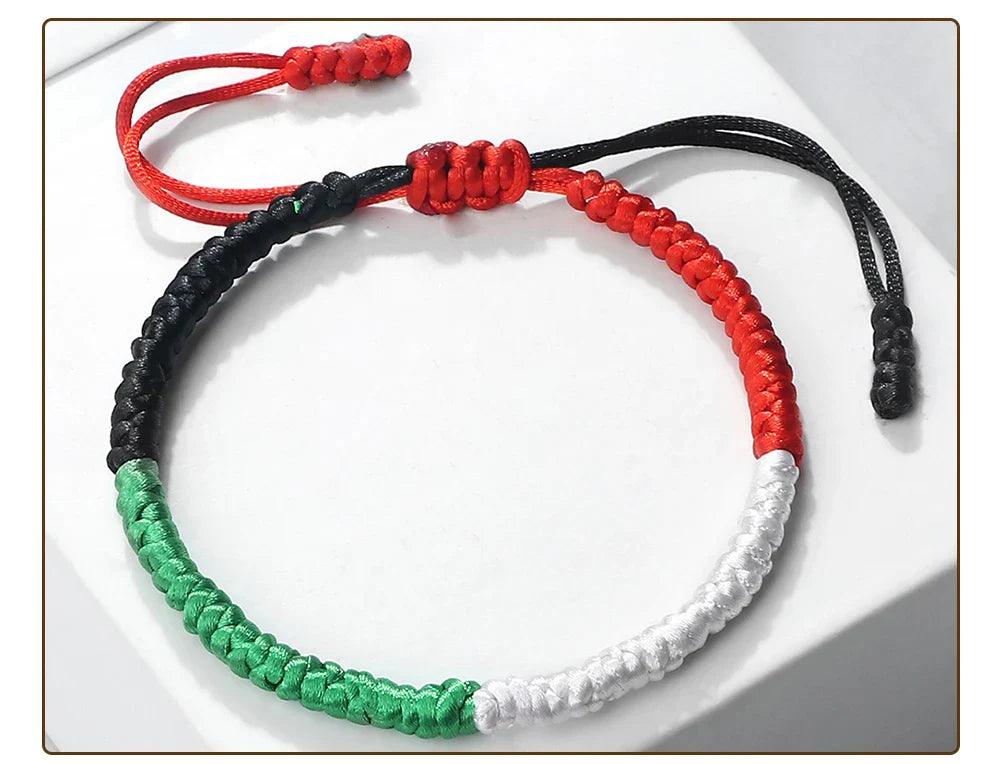 AAP- Palestine Flag Bracelet Green Black Blue Rope Braid Bangles Middle East Country Flags Color - Smartify4u