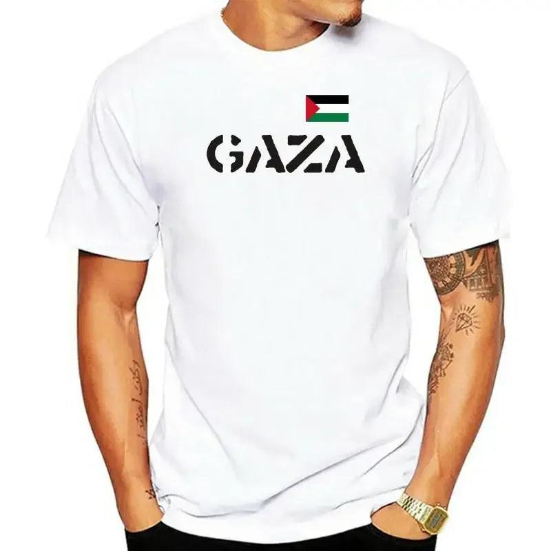 AAP- Fashion ladies T-shirt-Gaza-with flag print-White-s to XL - Palestine - Smartify4u