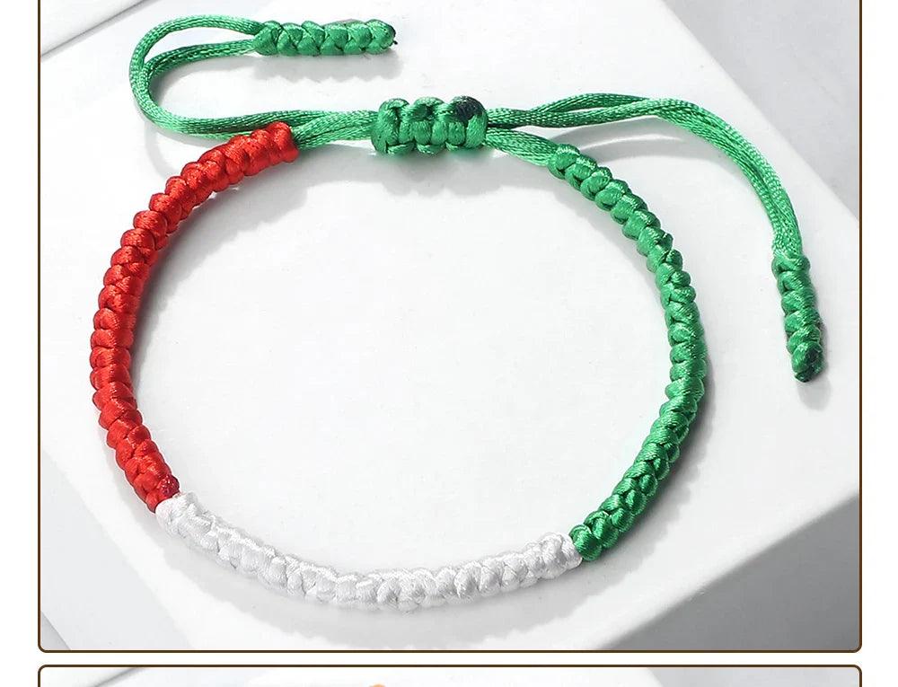 AAP- Palestine Flag Bracelet Green Black Blue Rope Braid Bangles Middle East Country Flags Color - Smartify4u