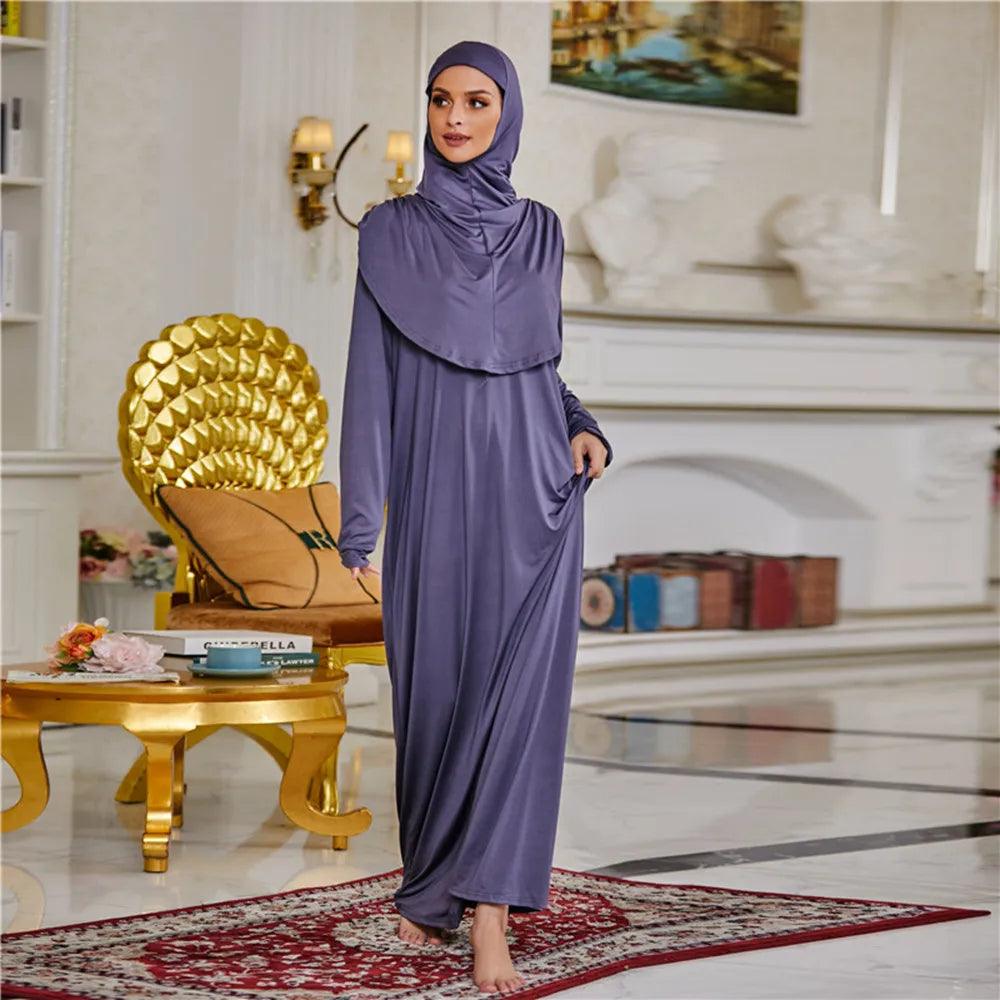 AAI- Women's Prayer Garment Muslim Abaya Kaftan Jilbab with Hijab Abaya Islamic Dress Robe - Smartify4u