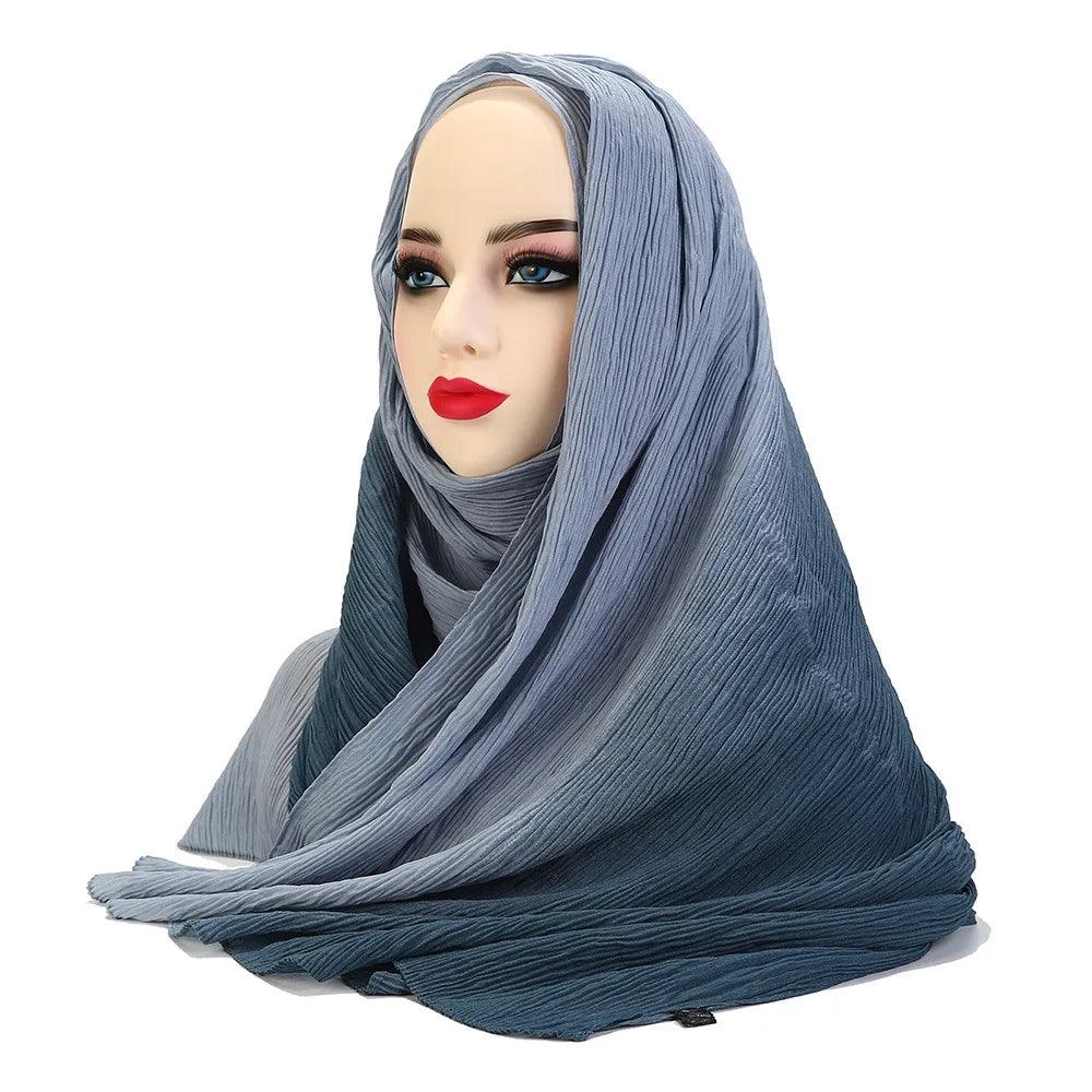 AAI- 2024 Fashion Gradient Color Women Hijab Scarf Stretchy Wrap Soft Sun Protection Islamic - Smartify4u