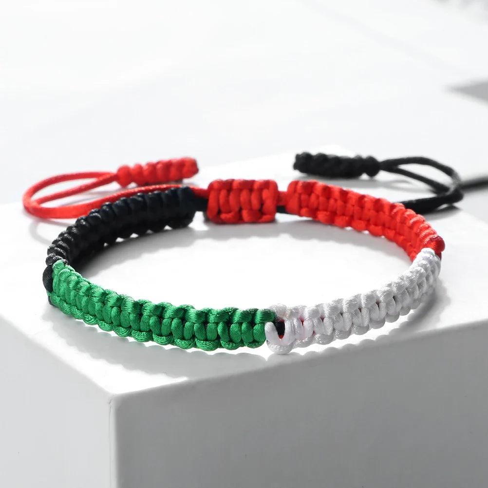 AAP- Palestine Flag Bracelet Green Black Blue Rope Braid Bangles Middle East Country Flags Color - Smartify4u