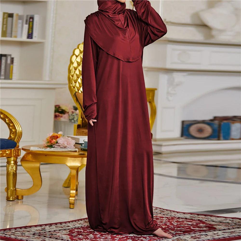 AAI- Women's Prayer Garment Muslim Abaya Kaftan Jilbab with Hijab Abaya Islamic Dress Robe - Smartify4u