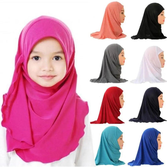 AAK- Muslim Girls Kids Hijab Scarf Shawls Soft and Stretch Material for 2 to 7 years old Girls 50cm - Smartify4u