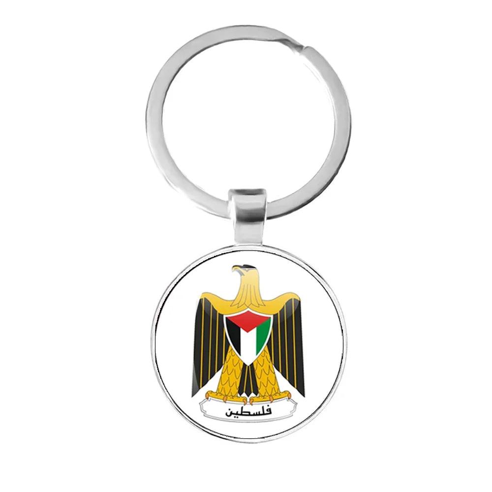 AAP- Personalized Art Patterns Palestine Nation Flag Emblem 25mm Glass Cabochon Keychain Key Rings for Women Men - Smartify4u