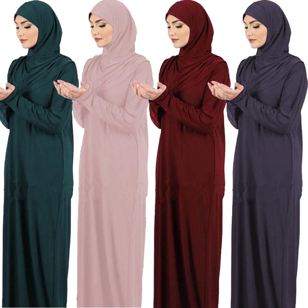 AAI- Women's Prayer Garment Muslim Abaya Kaftan Jilbab with Hijab Abaya Islamic Dress Robe - Smartify4u