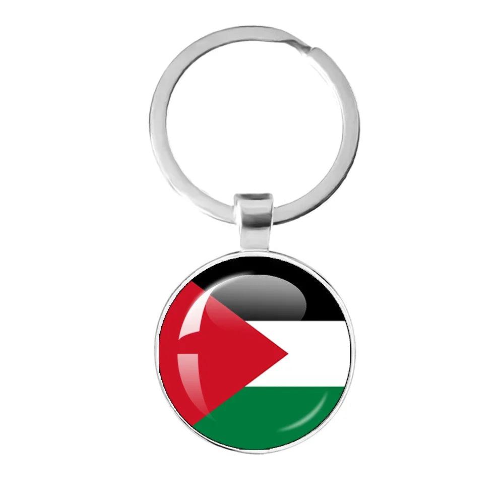 AAP- Personalized Art Patterns Palestine Nation Flag Emblem 25mm Glass Cabochon Keychain Key Rings for Women Men - Smartify4u