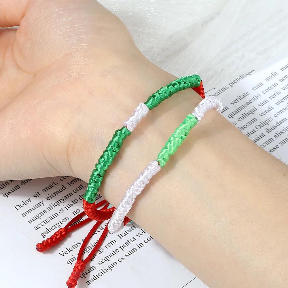 AAP- Palestine Flag Bracelet Green Black Blue Rope Braid Bangles Middle East Country Flags Color - Smartify4u