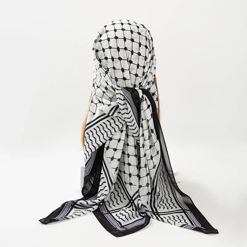 AAP-115cm Chiffon Keffiyeh Kerchief Square Headscarf Islam Arab Palestine Head Neck Scarves Headwrap - Smartify4u