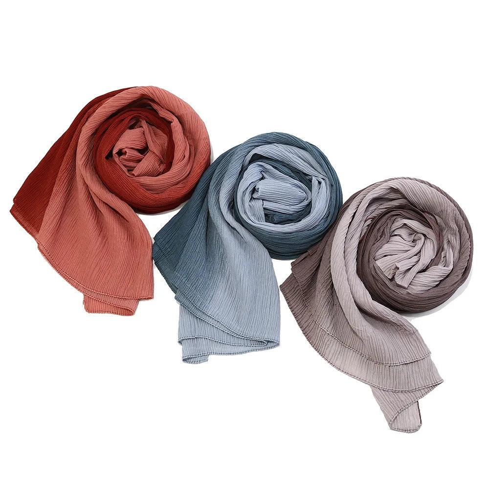 AAI- 2024 Fashion Gradient Color Women Hijab Scarf Stretchy Wrap Soft Sun Protection Islamic - Smartify4u