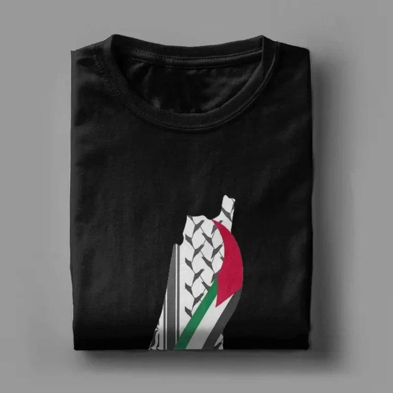 AAP- Keffiyeh Printed Palestine Map T-Shirt Crew-neck Short Sleeve Cotton Oversized Casual Street Men Women - Smartify4u