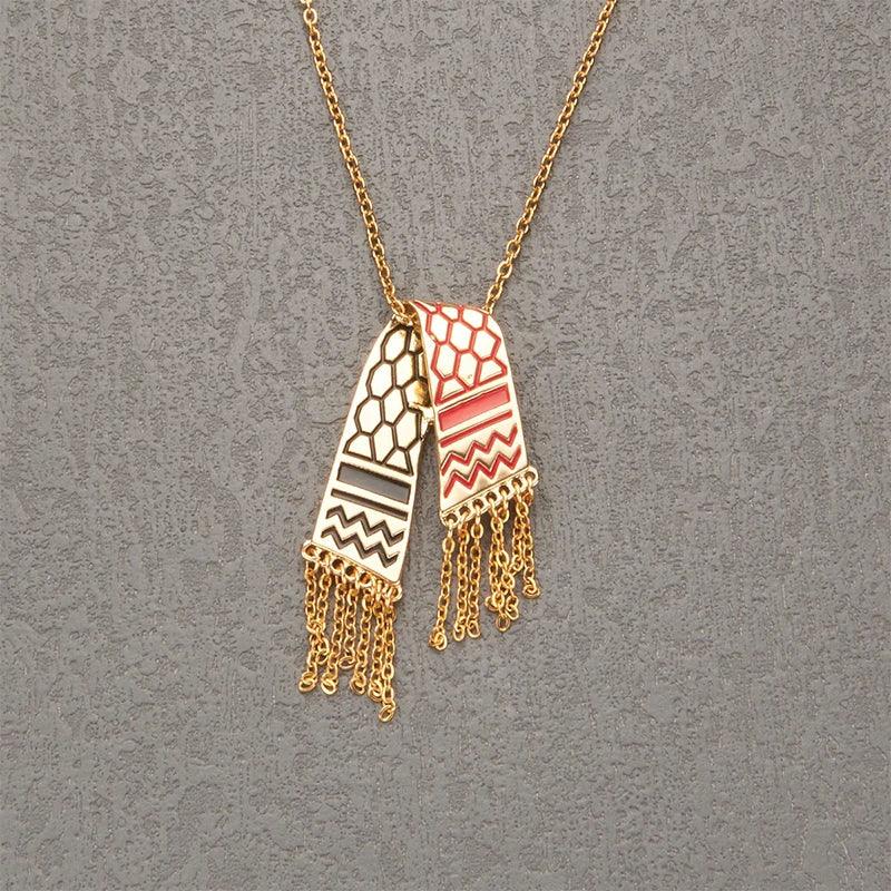 AAP- 1Pc Stainless Steel Scarf Shape Pendant Palestine Scarf Gaza Rhinestone Tassel Necklace Gift - Smartify4u