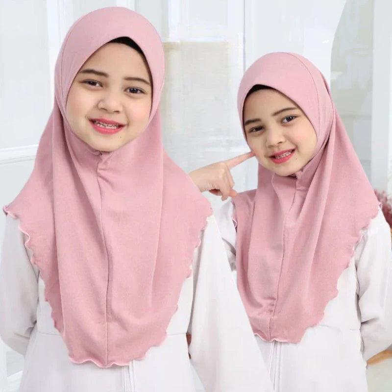 AAI- big girls plain hijab hats Muslim scarf Headscarf hat headwrap beautiful 10 years girl scarf - Smartify4u