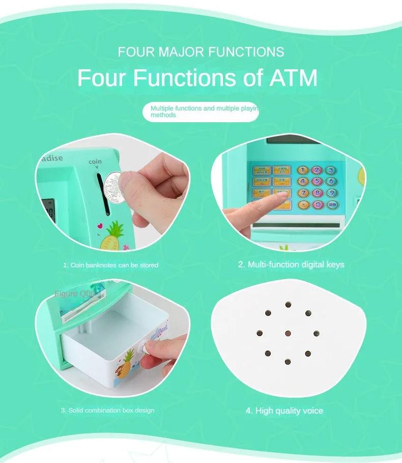 AAK- Real Cash Banknote Storage Box, Digital Desk Clock Timer and Calendar, Withdrawal ATM , Password Adult Piggy Bank - Smartify4u