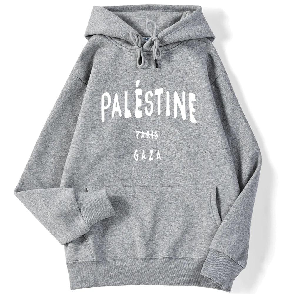 AAP- Winter Woman Hoodies Palestine Gaza Letter Printed Pullovers Breathable Loose Warm Pocket Sweatshirts Casual Ladies - Smartify4u