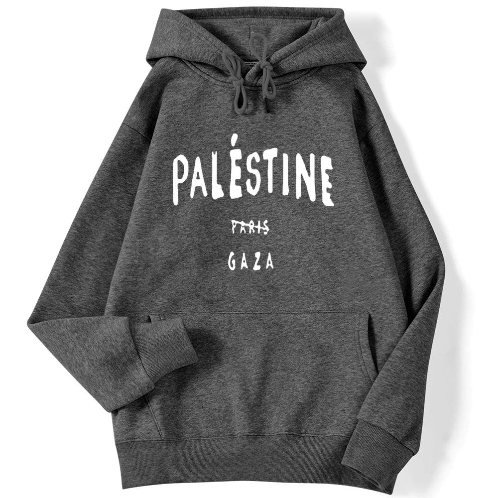 AAP- Winter Woman Hoodies Palestine Gaza Letter Printed Pullovers Breathable Loose Warm Pocket Sweatshirts Casual Ladies - Smartify4u