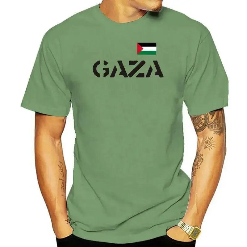 AAP- Fashion ladies T-shirt-Gaza-with flag print-White-s to XL - Palestine - Smartify4u