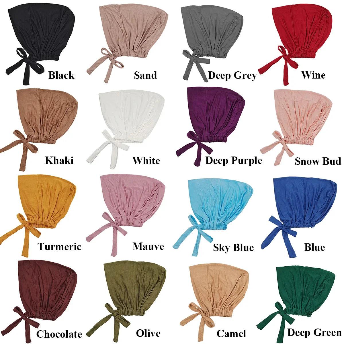 New Soft Modal Muslim Hat Inner Hijab Caps Islamic Underscarf Bonnet India Hats Female Headwrap Turbante Mujer - Smartify4u