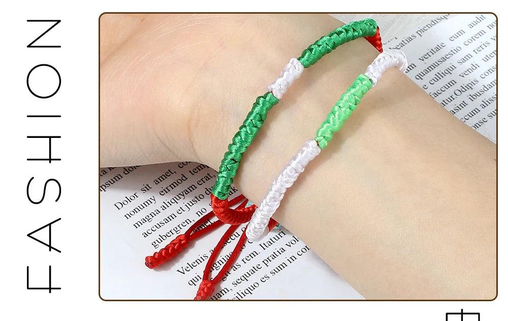 AAP- Palestine Flag Bracelet Green Black Blue Rope Braid Bangles Middle East Country Flags Color - Smartify4u