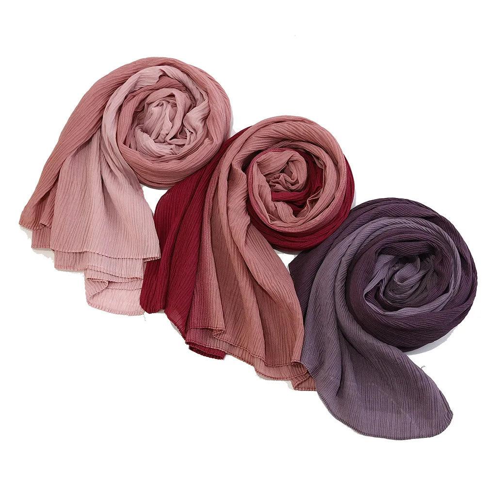 AAI- 2024 Fashion Gradient Color Women Hijab Scarf Stretchy Wrap Soft Sun Protection Islamic - Smartify4u