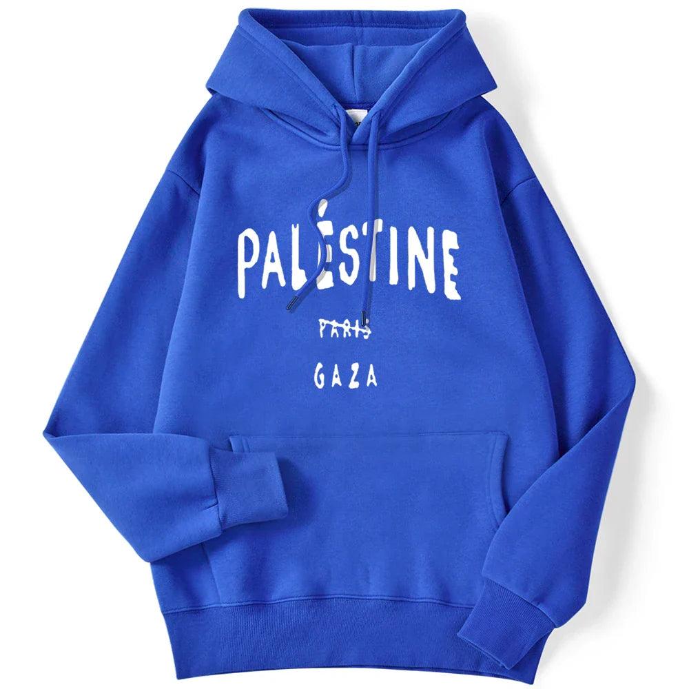 AAP- Winter Woman Hoodies Palestine Gaza Letter Printed Pullovers Breathable Loose Warm Pocket Sweatshirts Casual Ladies - Smartify4u