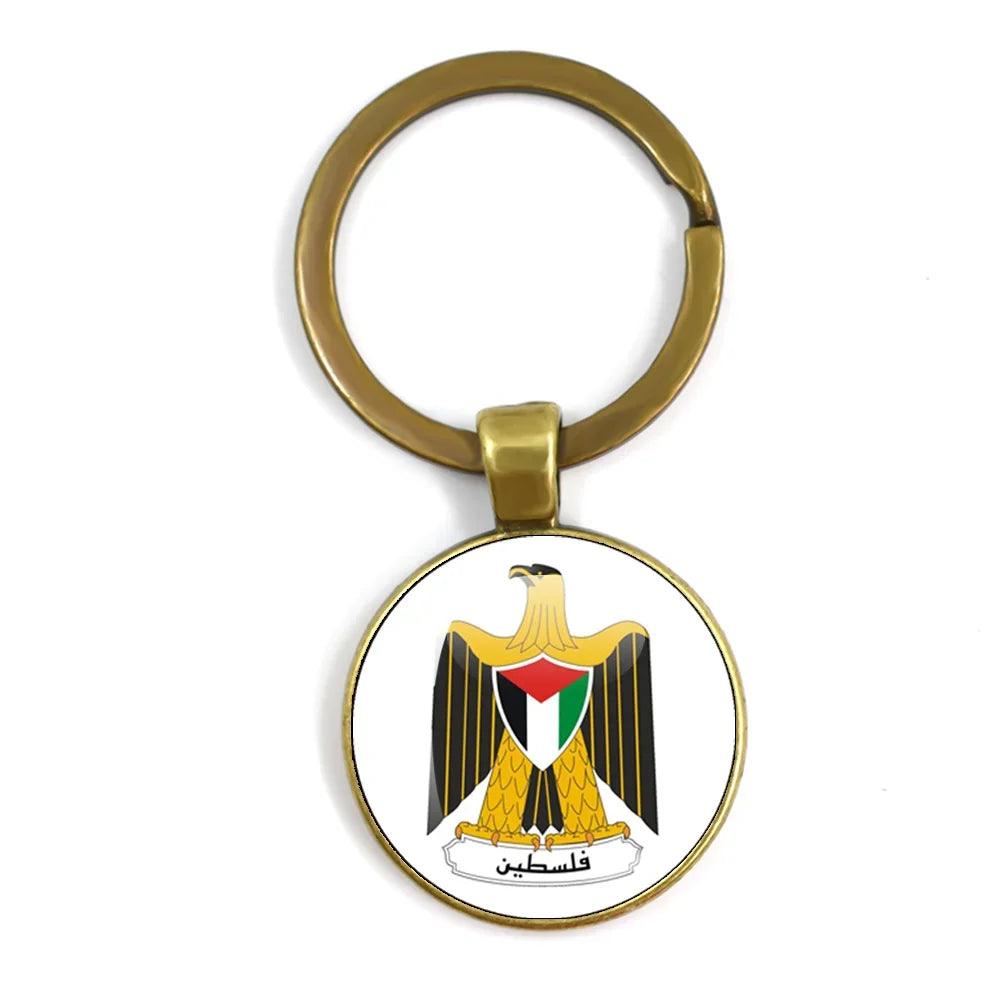 AAP- Personalized Art Patterns Palestine Nation Flag Emblem 25mm Glass Cabochon Keychain Key Rings for Women Men - Smartify4u