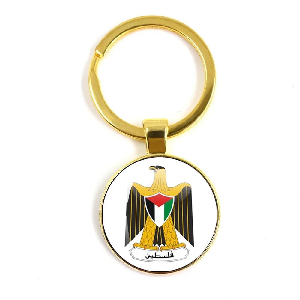 AAP- Personalized Art Patterns Palestine Nation Flag Emblem 25mm Glass Cabochon Keychain Key Rings for Women Men - Smartify4u