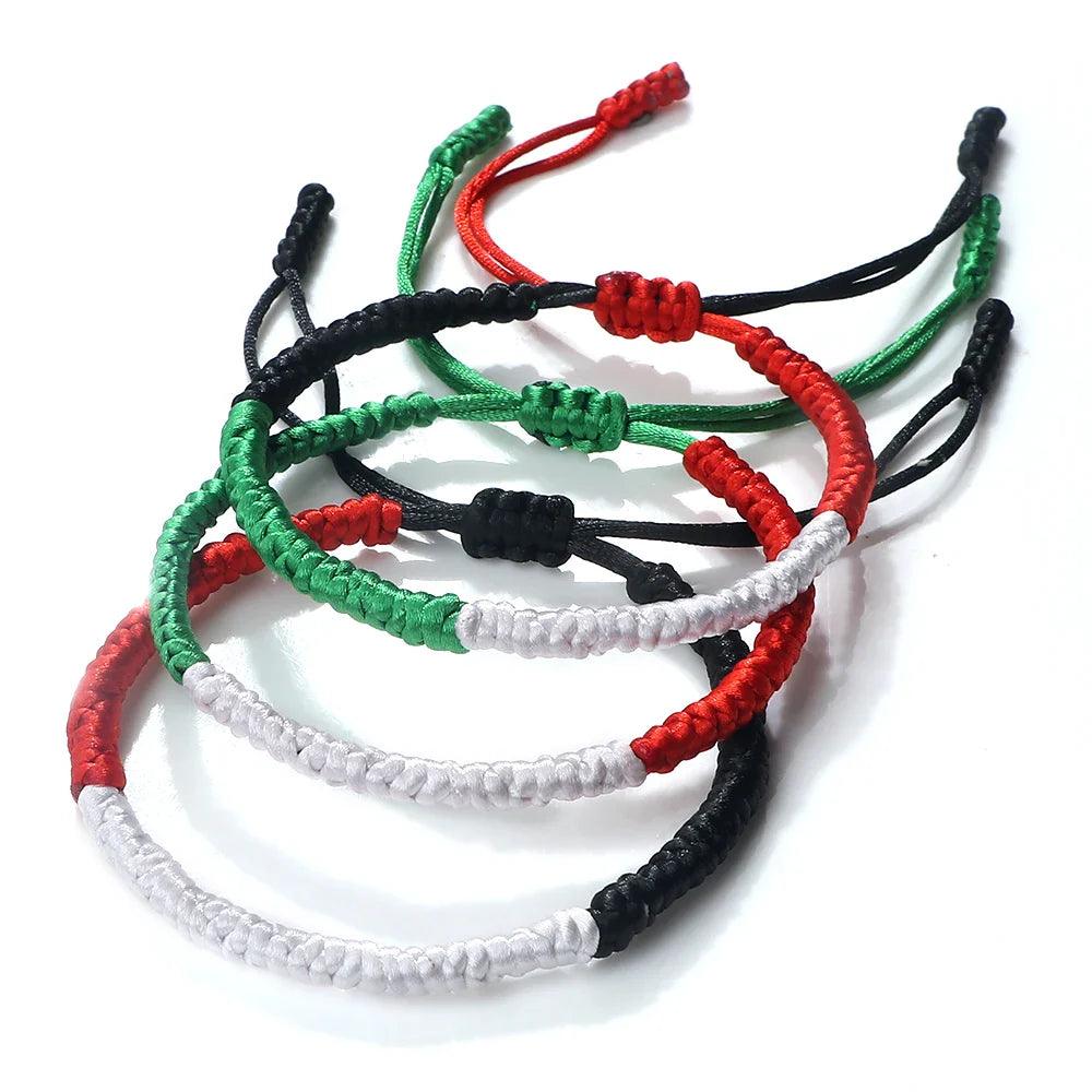 AAP- Palestine Flag Bracelet Green Black Blue Rope Braid Bangles Middle East Country Flags Color - Smartify4u