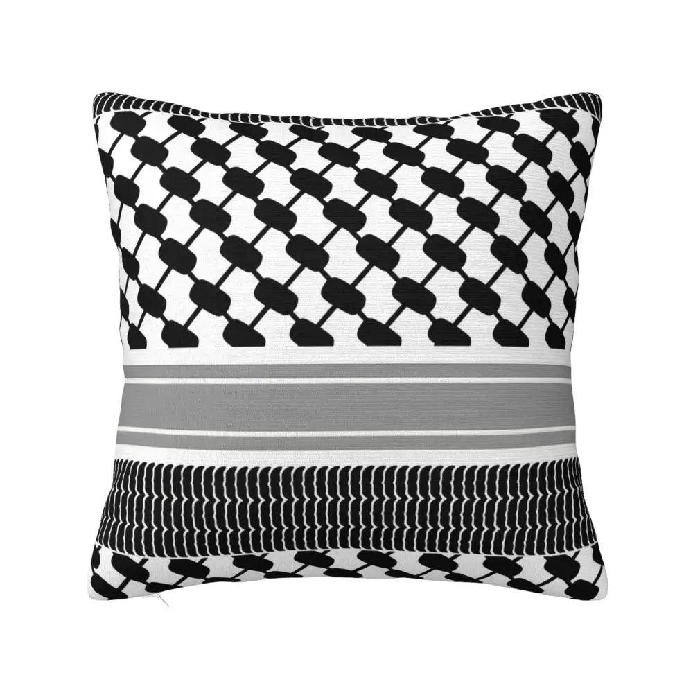 AAP- Palestinian Map Black and White Keffiyeh Pillow Cover Palestine Flag Soft Pillowcase Cushion - Smartify4u