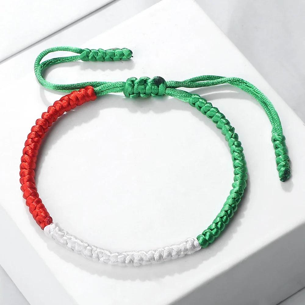 AAP- Palestine Flag Bracelet Green Black Blue Rope Braid Bangles Middle East Country Flags Color - Smartify4u