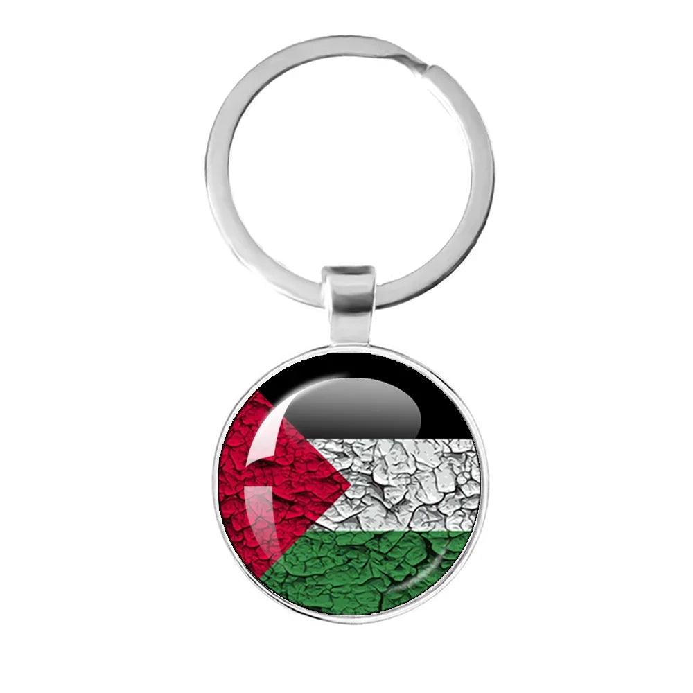 AAP- Personalized Art Patterns Palestine Nation Flag Emblem 25mm Glass Cabochon Keychain Key Rings for Women Men - Smartify4u