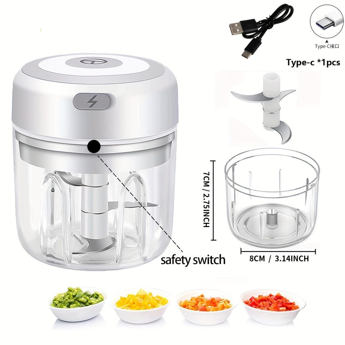 ATH- Wireless Portable Electric Food Chopper, Mini Electric Garlic Crusher 1pc 1 Set, - 3.38/8.45oz USB Meat Grinder & Masher! - Smartify4u