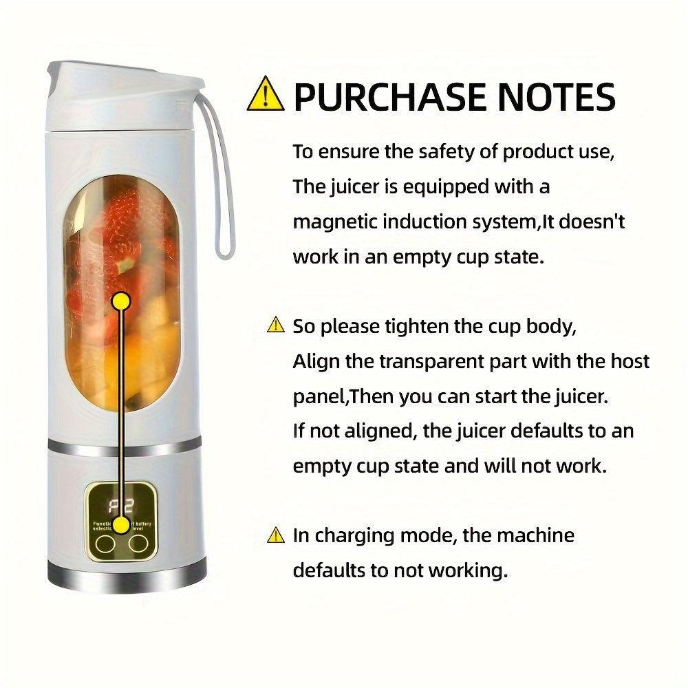 ATH- Portable Mini Blender & Juicer - Citrus Juicers with 3 Modes, High-Speed 12 Blades, Digital Display, 15.22 Ounces Easy Clean Design - Smartify4u