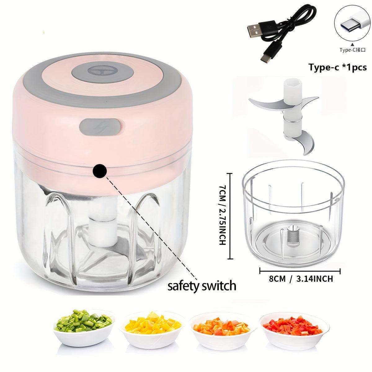 ATH- Wireless Portable Electric Food Chopper, Mini Electric Garlic Crusher 1pc 1 Set, - 3.38/8.45oz USB Meat Grinder & Masher! - Smartify4u